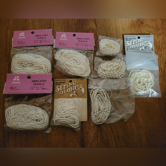 Other - Vintage Lot Of 8 Packages Of Craft Simulated String Pearls